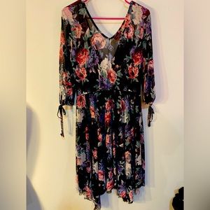 Bonzo | Large Mesh Floral V-Neck Dress